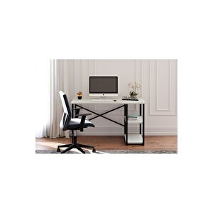 Msr Raflı Çalışma Masası, Beyaz, 60x120 Cm