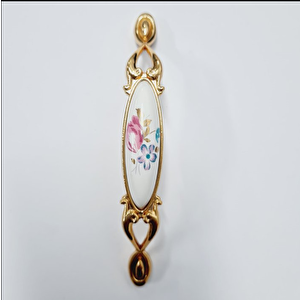 MİRAY 96 mm Metal Gold  porselen çiçek desenli / 5 ADET