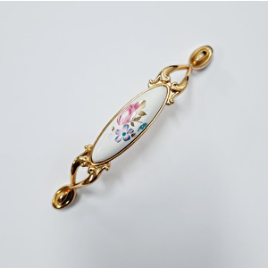 MİRAY 96 mm Metal Gold  porselen çiçek desenli / 5 ADET