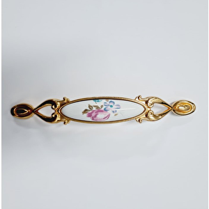 MİRAY 96 mm Metal Gold  porselen çiçek desenli / 5 ADET