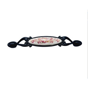 MİRAY 96 mm Metal siyah  porselen motif  desenli / 5 ADET