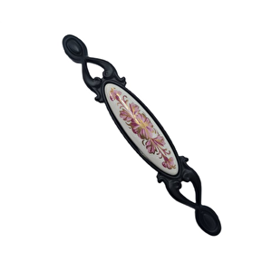 MİRAY 128 mm Metal siyah  porselen motif  desenli / 5 ADET