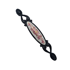 MİRAY 128 mm Metal siyah  porselen motif  desenli / 5 ADET