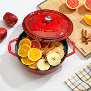 Guss Chef Döküm Basık Tencere 26cm-2 Parça-kırmızı