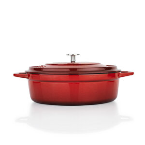 Guss Chef Döküm Basık Tencere 26cm-2 Parça-kırmızı