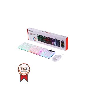 Torima Tmk-03 Gaming Rgb Işıklı Kablolu Q Klavye Ve Mouse Seti Beyaz