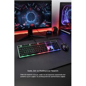 Torima Oyuncu Rgb Işıklı Kablolu Q Klavye Ve Mouse Seti Tmk03 Siyah