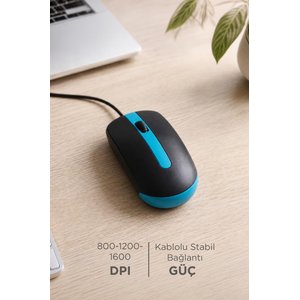 Torima Mouse Optik Sessiz Ve Ergonomik Tasarım Kablolu Fare Tm06 Mavi