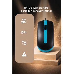 Torima Mouse Optik Sessiz Ve Ergonomik Tasarım Kablolu Fare Tm06 Mavi