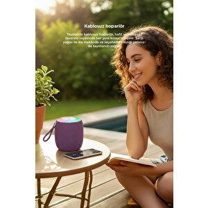 Bluetooth Hoparlör Rgb Işıklı Usb Fm Destekli Radyo D10 Pembe