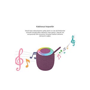 Bluetooth Hoparlör Rgb Işıklı Usb Fm Destekli Radyo D10 Pembe