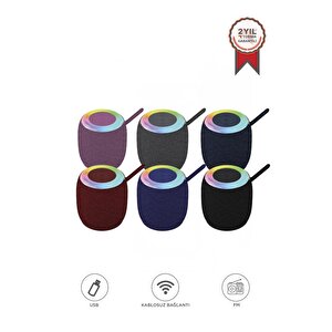Bluetooth Hoparlör Rgb Işıklı Usb Fm Destekli Radyo D10 Siyah