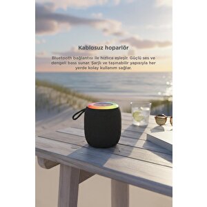 Bluetooth Hoparlör Rgb Işıklı Usb Fm Destekli Radyo D10 Siyah