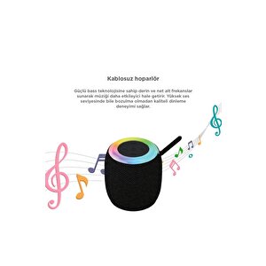 Bluetooth Hoparlör Rgb Işıklı Usb Fm Destekli Radyo D10 Siyah