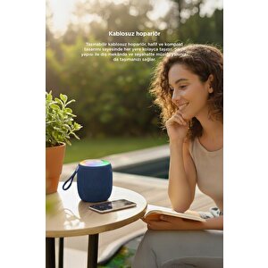 Bluetooth Hoparlör Rgb Işıklı Usb Fm Destekli Radyo D10 Lacivert