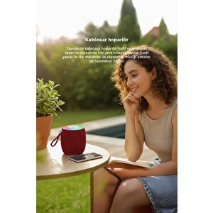 Bluetooth Hoparlör Rgb Işıklı Usb Fm Destekli Radyo D10 Kırmızı