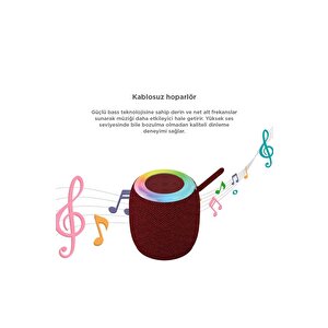 Bluetooth Hoparlör Rgb Işıklı Usb Fm Destekli Radyo D10 Kırmızı