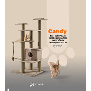 Candy Kedi Tırmalama Lüks Yuvalı ve Oyuncaklı