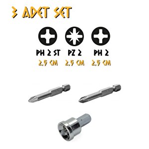 Tyson Bits Uç Seti 3 Parça - Ph2 - Pz2 - Ph2 Stoplu - 2.5 Cm.