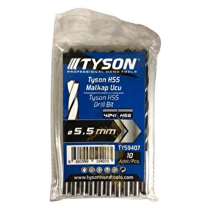 Tyson Metal Ahşap Delici Hss Matkap Ucu 5.5 Mm. - 10 Adet