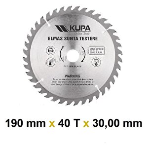 Ahşap Sunta Elmas Testere 190 Mm X 40t X 30 Mm.