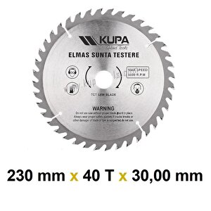 Ahşap Sunta Elmas Testere 230 Mm X 40t X 30 Mm.