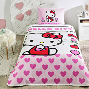 Taç Hello Kitty Love %100 Pamuk Pike Takımı + Yastık + Kupa Bardak
