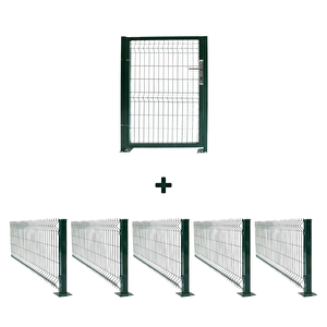 150x250 Cm 5 'li Panel Çit Takım 12.5 Mt + Panel Çit Göbek Kilitli Kapı Avantaj Paketi Yeşil