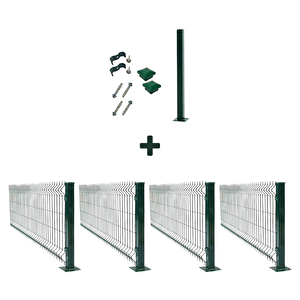 100x250 Cm 4 'lü Panel Çit Takım Çift Telli + 1 Direk Avantaj Paketi 10 Metre Yeşil