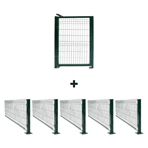 120x250 Cm 5 'li Panel Çit Takım 12.5 Mt + Panel Çit Mandallı Kapı Avantaj Paketi Yeşil