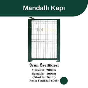200x100 Cm Panel Çit Kapı Üstten Mandallı Yeşil