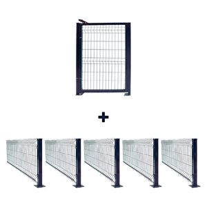 120x250 Cm 5 'li Panel Çit Takım 12.5 Mt + Panel Çit Mandallı Kapı Avantaj Paketi Antrasit