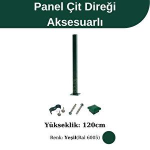 120 Cm Panel Çit Direği Aksesuarlı Yeşil