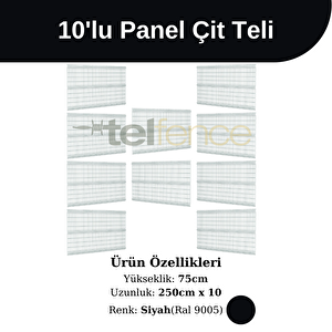 75 Cm 10 'lu Panel Çit Teli Çift Telli Avantaj Paketi 25 Metre Siyah