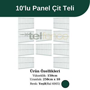 150 Cm 10 'lu Panel Çit Teli Çift Telli Avantaj Paketi 25 Metre Yeşil