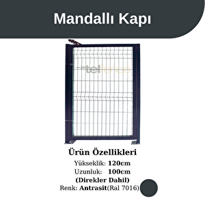 120x100 Cm Panel Çit Kapı Üstten Mandallı Antrasit