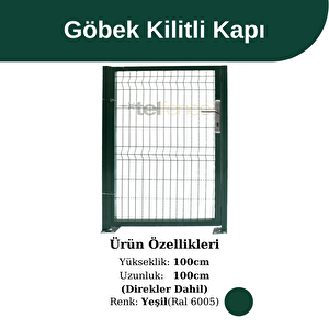 100x100 Cm Panel Çit Kapı Göbek Kilitli Yeşil