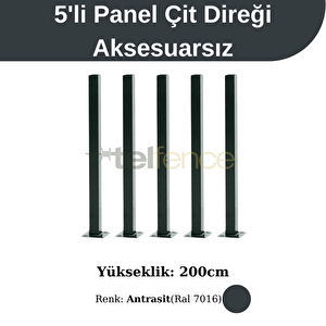 200 Cm Panel Çit Direği 5 Adet Antrasit
