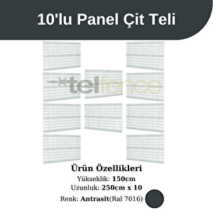 150 Cm 10 'lu Panel Çit Teli Çift Telli Avantaj Paketi 25 Metre Antrasit