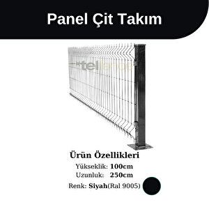 100x250 Cm Panel Çit Takım Siyah