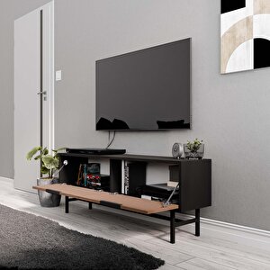 4010 Blanco 138 Cm Metal Ayaklı Tv Üni̇tesi̇ Si̇yah Kaplan