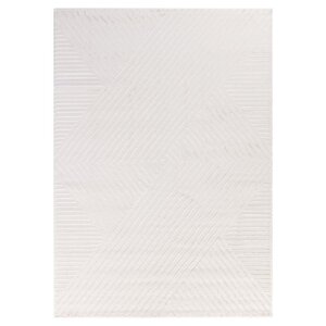 Kabartmalı Halı Zigzag Desenli İskandinav Bohem Tarzı Yumuşak Halı Krem 140x200 cm
