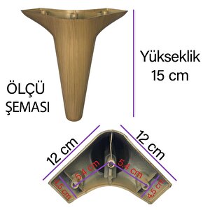 Zelve 6'lı Set Mobilya Ünite Çekyat Koltuk Kanepe Ayarlı M8 Destek Ayağı 15 Cm Açık Ceviz Baza Ayak