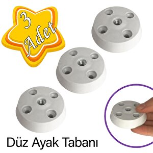 3 Adet Düz Ayak Tabanı Beyaz Mobilya Masa Sehpa Ayağı Bağlantı Aparatı Plastik