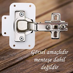 Dolap Kapak Taş Menteşe Tamir Sacı Pratik Onarım Kiti Beyaz Metal Yuva Tablası 6.5 X 9 Cm (2 Adet)