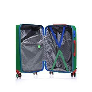 Benetton Büyük Boy %100 Policarbon Kırılmaz Valiz Yeşil Bnt600