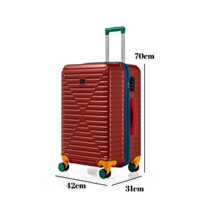 Orta Boy %100 Polikarbon Valiz 4x2 Teker Bordo 1088