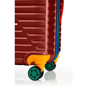 Orta Boy %100 Polikarbon Valiz 4x2 Teker Bordo 1088