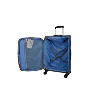 Pierre Cardin Orta Ve Kabin 2'li Valiz Seti Ultra Light Hafif Kumaş Valiz Gri Pc4200