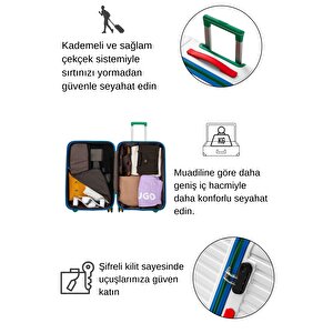 Orta Ve Kabin Boy 2'li Valiz Seti %100 Polikarbon Valiz 4x2 Teker Beyaz 1088